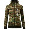 Judo nápis japan - Mikina dámska trendy zipper s kapucňou - XL ( Hnedý maskáč )
