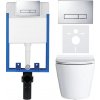 CERANO - Kompletný podomietkový WC set Norbi - biela lesklá - WC tlačidlo Slim, chróm - na zamurovanie