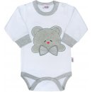 Luxusné dojčenské body s dlhým rukávom New Baby Honey Bear s D aplikáciou