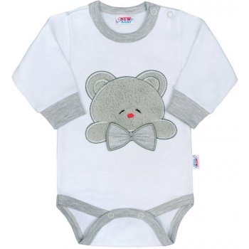 Luxusné dojčenské body s dlhým rukávom New Baby Honey Bear s D aplikáciou