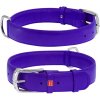 WAU DOG Plochý kožený obojok fialovej farby Obvod krku: 19-25 cm, širka: 9 mm