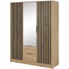 Bývaj s nami SK, Šatníková skriňa NELA 3D dub artisan so zrkadlom LTD,MDF