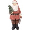 Clayre & Eef Červená vianočná dekorácia socha Santa so stromčekom a darčekmi - 17*13*40 cm - Clayre & Eef