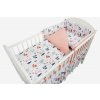 3 dielna sada do postieľky biela s ružovou ( mantinel 180cm, obliečky 120x90) - Líška