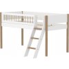Flexa Midslp. F.Wht. MDF 200x90 Legs + Crossbars Oak SL.Ladder uni