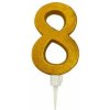 TORO Tortová sviečka číslica 8 zapichovacia 16cm zlatá