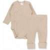 Zavinovacie rebrované body + tepláčky, 2D sada MBaby, béžové 68 (3-6m)