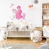 INSPIO Nálepka na stenu -Princezná na bielom koni 90x90 víly a korunky, kone, jednorožce ružová, plnofarebný motív