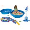 BIG Set pieskovisko mušľa dvojdielne Watershell Blue modré a vodná dráha so striekajúcou chobotnicou