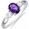 Nefertitis Prsteň strieborný s africkým ametystom a veľkými zirkónmi Ag 925 012108 AFAM - 59 mm (US 9), 2,8 g