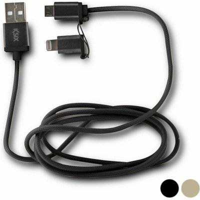 Ksix B0914CUM02 nabíjací a dátový 2v1 Micro-USB/lightning na USB, kovový, zlatý