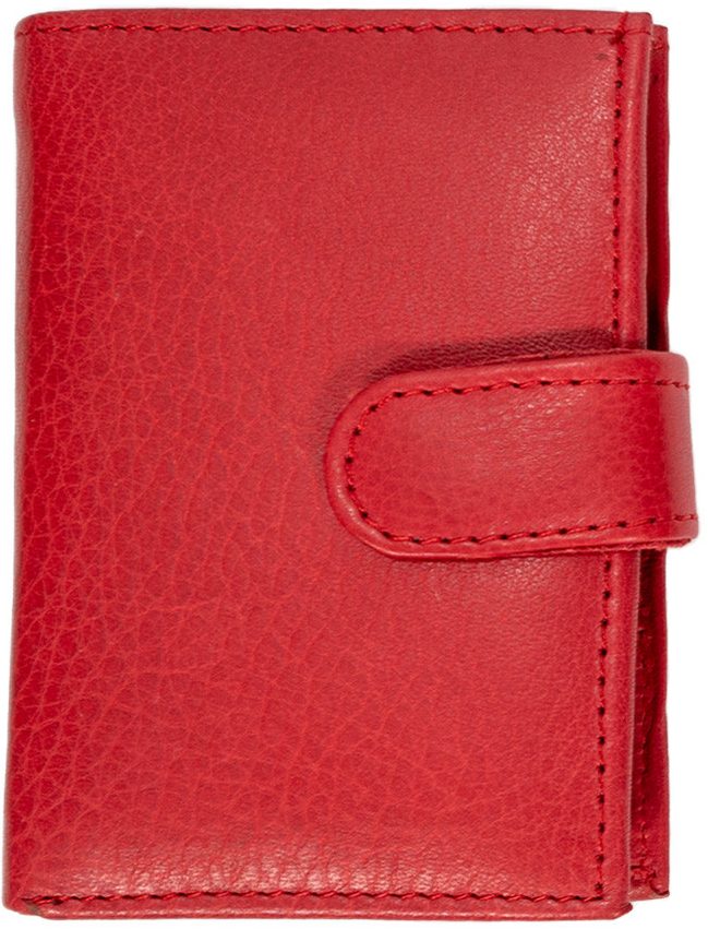 HL kožená dámska malá peňaženka na karty s RFID ochranou a vysúvacím patentom na karty červená