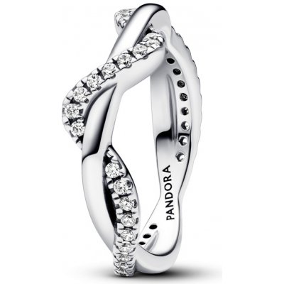 PANDORA Šumivý prsten s propletenými vlnami 193098C01