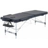 Masážny stôl, skladací a prenosný, hliníkový rám, Čierny
