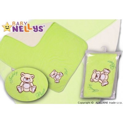 Baby Nellys deka froté velúr Macko TEDDY zelená