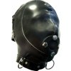 Kukla Mister B Rubber Extreme Hood M, čierna gumová kukla s odopínacím roubíkom