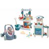 Set didaktické chodítko a kočík s kuchynkou Baby Walker 3v1 + Baby Doll Little Smoby s 30 cm bábikou a obchodom