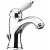 Sapho KIRKÉ WHITE stojánkova umývadlová batéria s výpusťou, biela páčka, chróm KI02BC