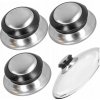 Úchyt na pokrievku, oceľové gombíky na pokrievky hrncov, sada 3 ks gombíkov