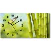 Vodorovné Sklenené hodiny na stenu tiché Bambus a motýľ 60x30 cm
