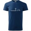 Jesus Saved My Life kríž ekg - Klasické pánske tričko vyššej gramáže - 2XL ( Polnočná modrá )