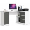 Rohový kancelársky stôl B20 CLP pravostranný, biely / sivý