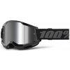 Motokrosové okuliare 100% Strata 2 New Mirror Black, strieborné plexi