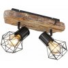 GLOBO 54017W-2 PRISKA stropné bodové svietidlo/spot 2xE27 čierna, imitácia dreva