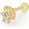 Lillian Vassago Zlatý piercing labreta slnko zdobené zirkónmi LLV92-GPI075LB