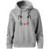 Mačka - srdce namiesto nosa - Oversized mikina dámská Moon - kratšia + širšia - L ( Tmavosivý melír )