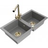 MEXEN/S MEXEN/S - Mario granitový drez 2-bowl vrátane batérie Duero, šedá 6504-71-671600-50