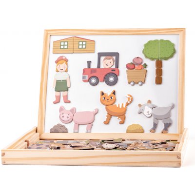 Woody Magnetická tabuľka so zvieratkami, obojstranná, 91214