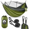 Mountain Goat sivozelená turistická hojdacia sieť pre dve osoby so sieťou sivo-zelená