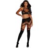 Dreamgirl set top + suknička s podväzkami One Size čierna