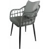 Súprava 2 ks záhradná stolička Miro, kov, sivý umelý ratan, sivá látka
