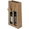 MODEL OBALY Papierová taška na víno s okienkom hnedá na 2 fľaše, bavlnené ušká (1ks)