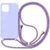 SES Gumový ochranný kryt so šnúrkou na krk pre Apple iPhone 15 Pro Max - fialová 14959