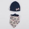 NEW BABY Dojčenská čiapočka s šatkou na krk Missy modrá Bavlna/Elastan 80 (9-12m)
