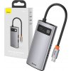 Baseus Metal Gleam 4v1 Multifunkčný rozbočovač USB typu C - Napájanie USB typu C 100 W / HDMI 4K 30 Hz / 1x USB 3.2 Gen 1 / 1x USB 2.0 (CAHUB-CY0G)