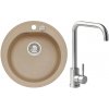 Alveus SET A20118 Beige 55 / Brúsená oceľ SETA20118 - Drez Granitový Niagara 10 - pr.510mm, vanička 400x380x175mm, Beige 55 + bateria Angel, Brúsená oceľ