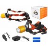Svietidlo LED 8W, čelovka LTC LL48, 2x nabíjací aku Li-Ion 18650, zlatá