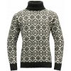 Unisex turistický sveter Devold Hoddevik Wool High Neck Anthracite/Offwhite XL