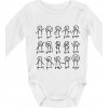 Algebra dance - Body dojčenské s dlhým rukávom - Dlhý r. 6-12 mes ( Biela )