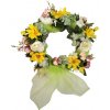 Prútený veniec ozdobený umelými ružami, pivonkami, margarétkami a hortenziami Ø 30cm