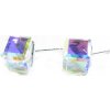 For You Náušnice swarovski kocky 8 mm vo farbe CRYSTAL AB- napichovačky - 1545