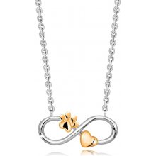 Šperky eshop Strieborný náhrdelník - symbol Infinity, labka a srdiečko v ružovozlatej farbe AC12.09