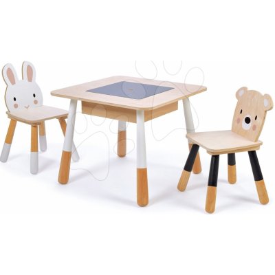 Tender Leaf Toys drevený detský nábytok Forest table and Chairs stôl s  úložným priestorom a dve stoličky medveď a zajac od 186,99 € - Heureka.sk