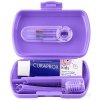 Curaprox Kids travel fialový zubná kefka 2x medzizubná kefka CPS zubná pasta melón 6+ 10 ml nálepka darčeková sada