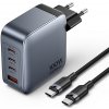 Vention 4-Port USB (C + C + A + A) GaN Charger (100 W/100 W/30 W/30 W) Gray with USB-C to USB-C Cabl TZ-FETH0-EU