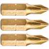 Hrot krížový phillips, sada 3 ks, PH 1x25 mm, titánová úprava, S2 FORTUM